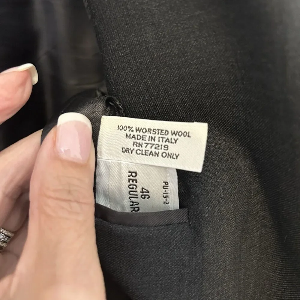 Pronto Uomo 46R Gray 100% Wool Mens Blazer Suit Jacket Sport Coat Italy Classic